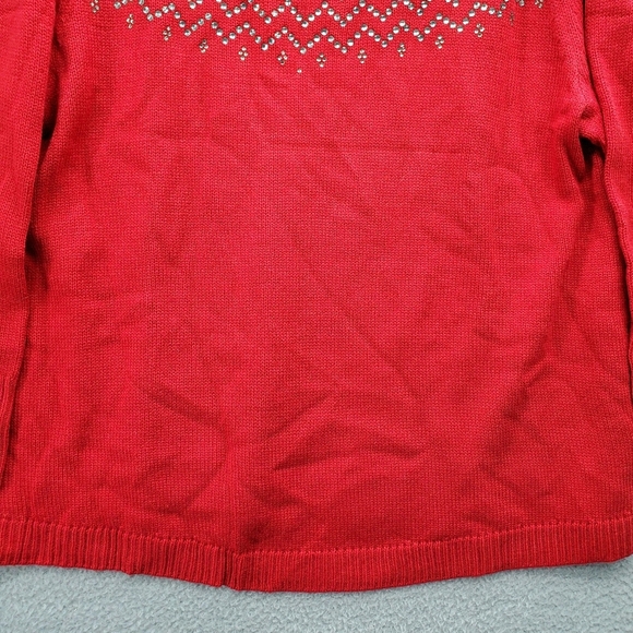 Roaman's Embellished Fair Isle Sweater Red Women's Plus Size 14/16 Knit - Picture 4 of 12